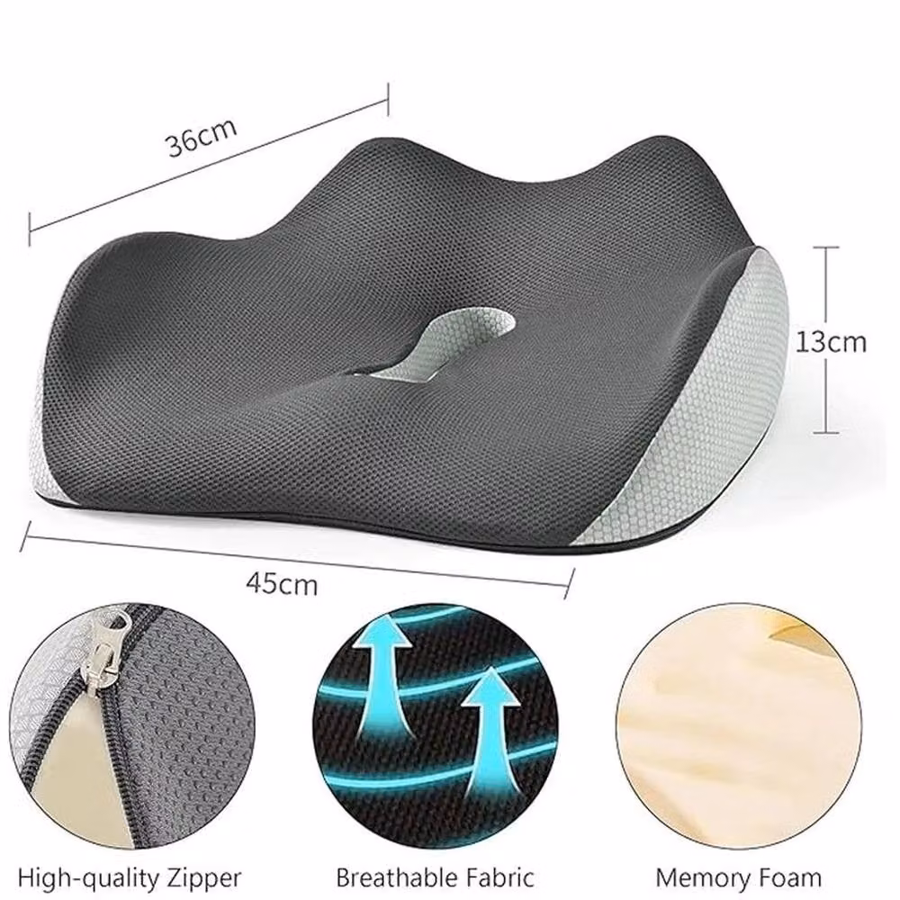 PAWNORA Grey Memory Foam Contoured Office Back and Seat Cushion for Adults – 2
