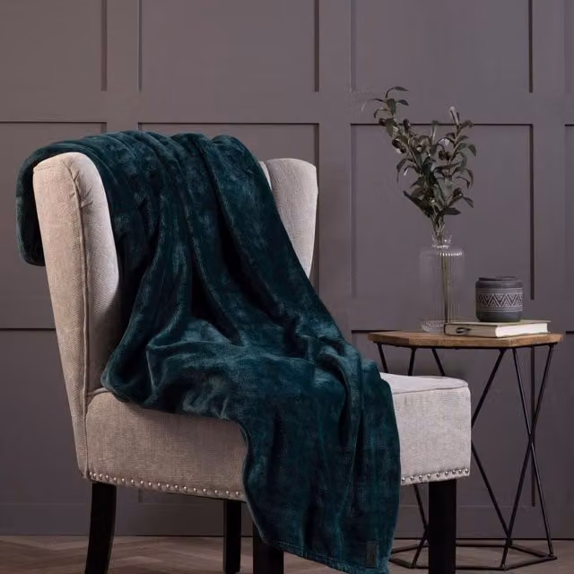 Heat Holders Green Fluffy Fleece Blanket, W/D/H: 180 x 200 cm