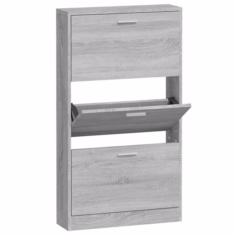 Berkfield Home Grey Sonoma Shoe Cabinet W: 59 cm, D: 17 cm, H: 108 cm