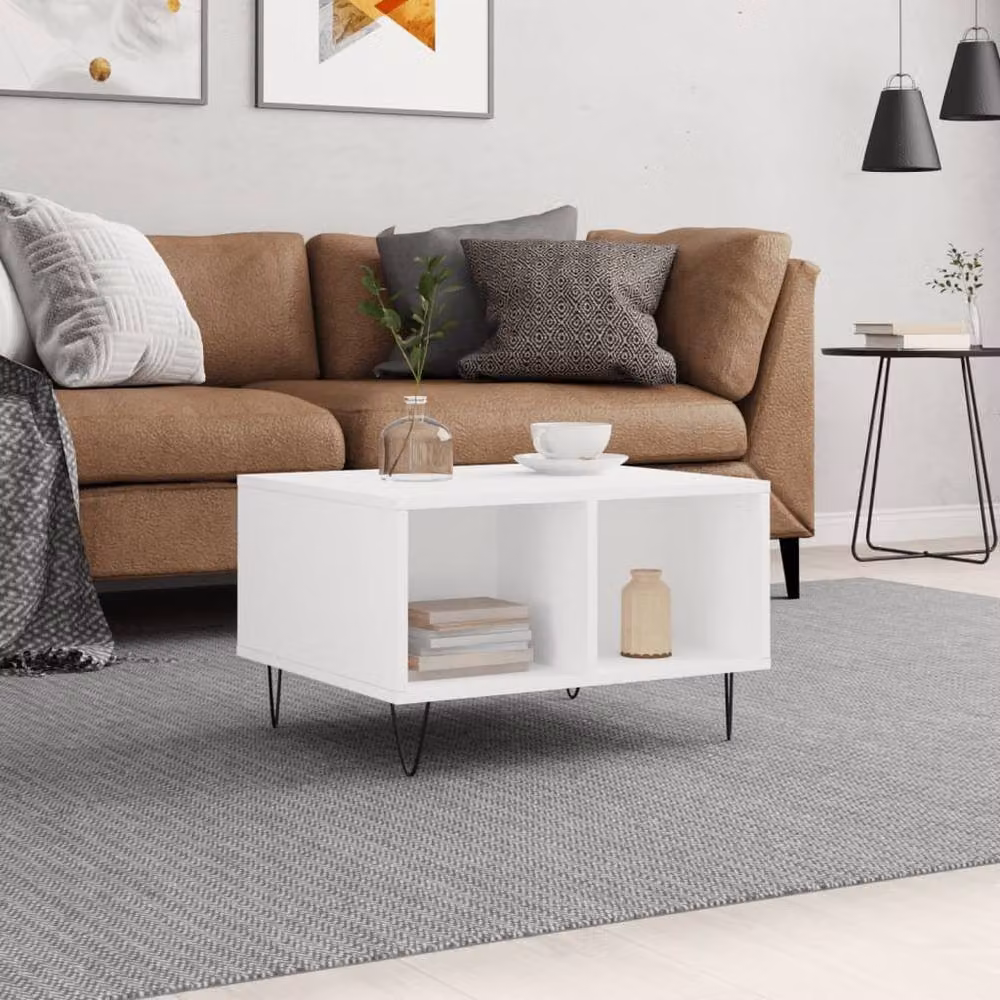 Berkfield Home Modern White Coffee Table, W/D/H: 60 x 50 x 36.5 cm – 2