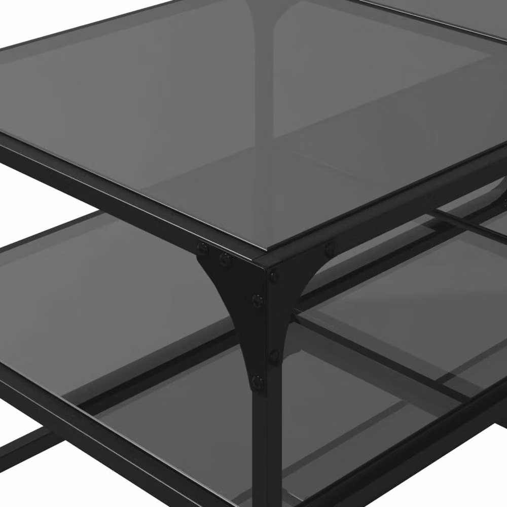 Berkfield Home Decorative Coffee Table with Black Glass Top and Steel Frame, W: 98.5 cm, D: 50 cm, H: 45 cm – 5