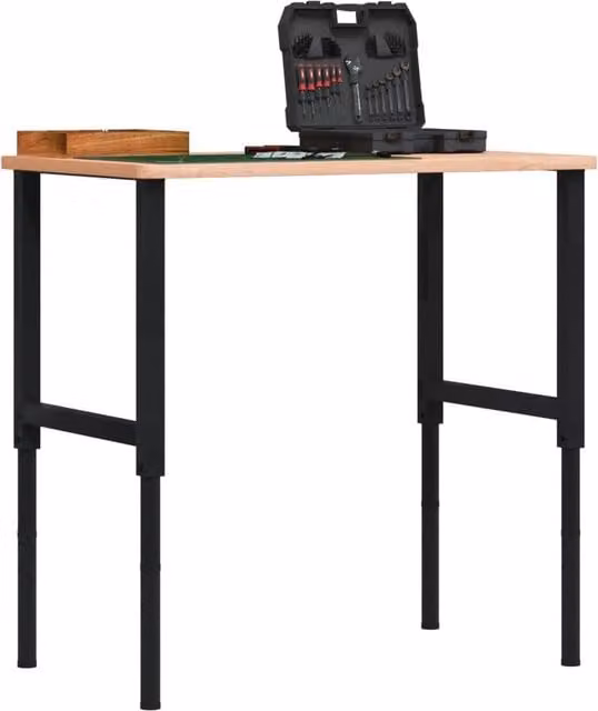 Berkfield Home Adjustable Metal Work Bench Frames, 2 Pack, Black, W: 55 cm, H: 69-95.5 cm