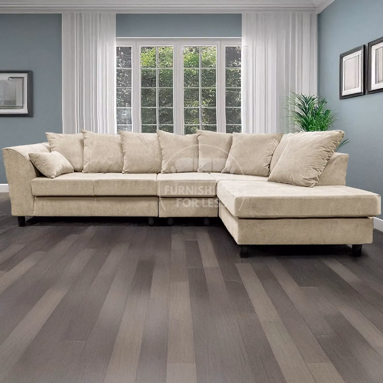 Furnishings For Less UK Casper Chenille 5 Seater L Shaped Corner Sofa, Right Hand Facing, Beige – 2