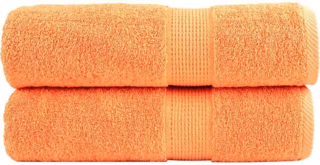 Berkfield Home SOLUND Premium Cotton Terry Shower Towels, Orange, 2 Pack, W: 70 cm, L: 140 cm, 600 gsm