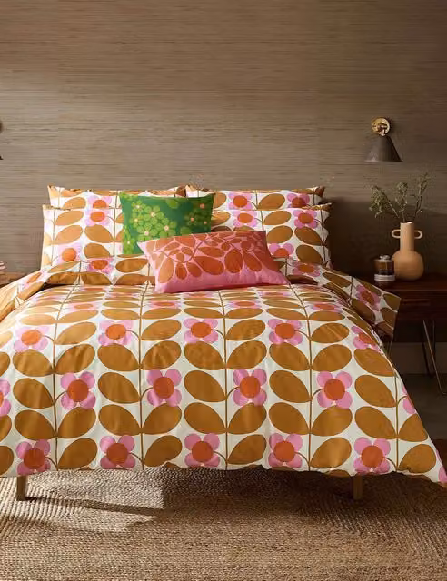 Orla Kiely Stem Bloom Floral Cotton Bedding Set, Yellow Mix, W: 140 cm, L: 200 cm