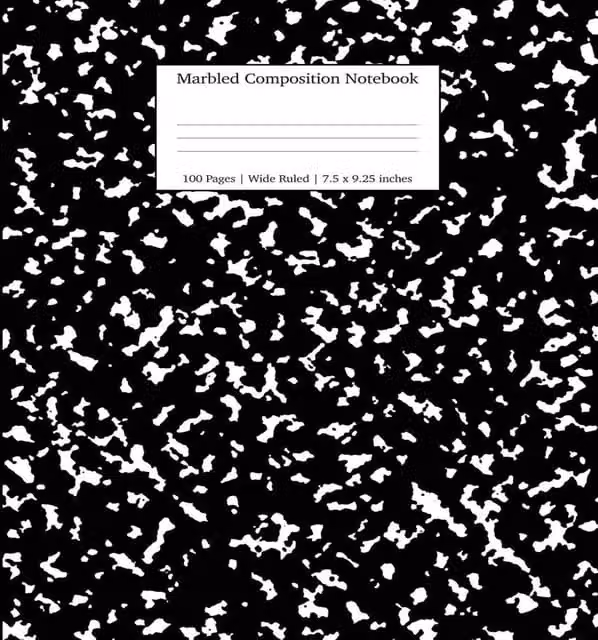 Young Dreamers Press Black and White Marbled Composition Notebook with Lined Paper