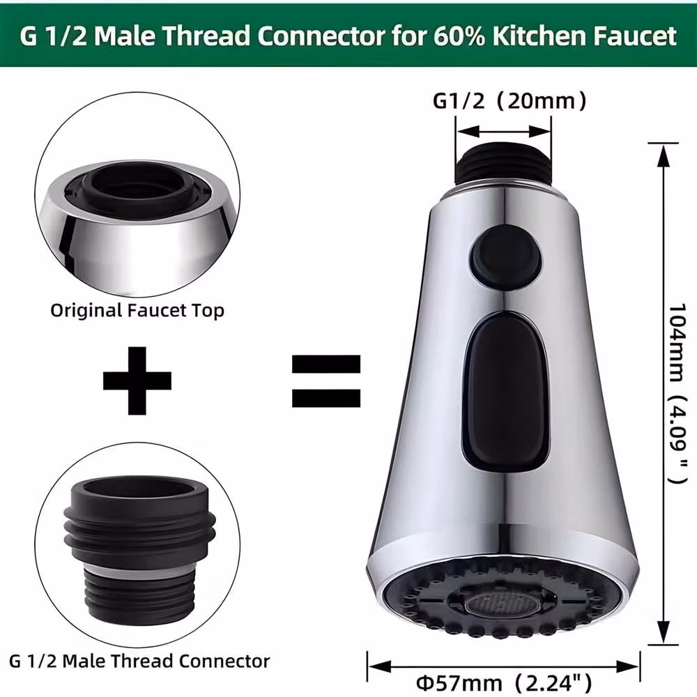 Heable Chrome Kitchen Faucet Head Replacement with 9 Adapters in Silver – 3