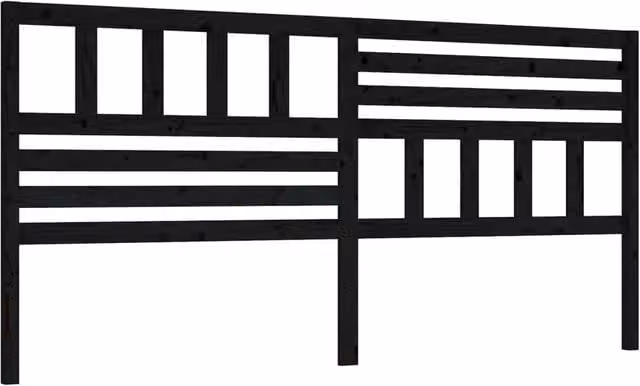 Berkfield Home Black Rustic Solid Pine Wood Bed Headboard W: 206 cm, D: 4 cm, H: 100 cm