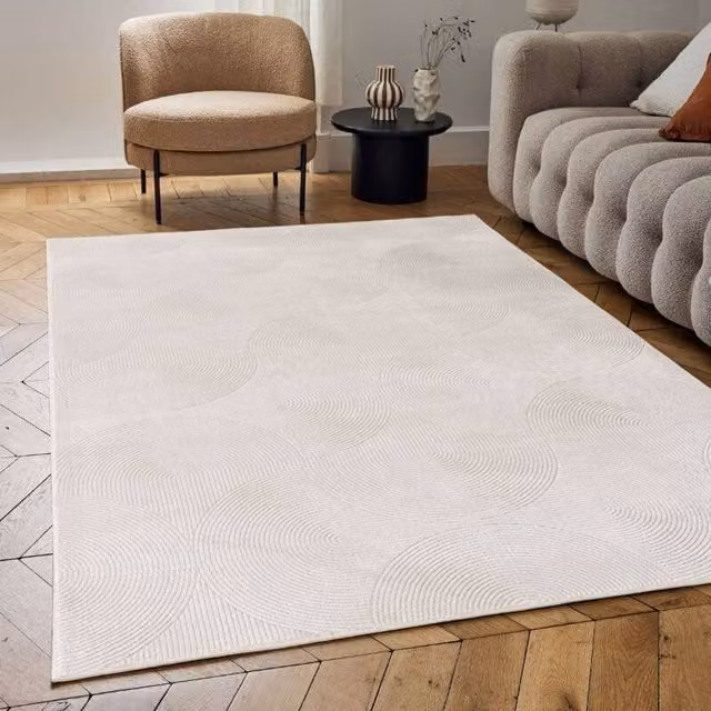 THE RUGS Carmel Arch Design Soft Pile Area Rug, Ivory and Beige, W: 240 cm, D: 340 cm