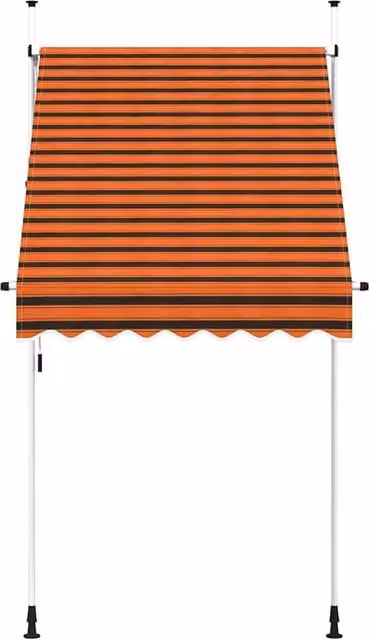 Berkfield Home Manual Retractable Striped Awning in Orange, Brown and Multicolour, W: 150 cm, D: 120 cm