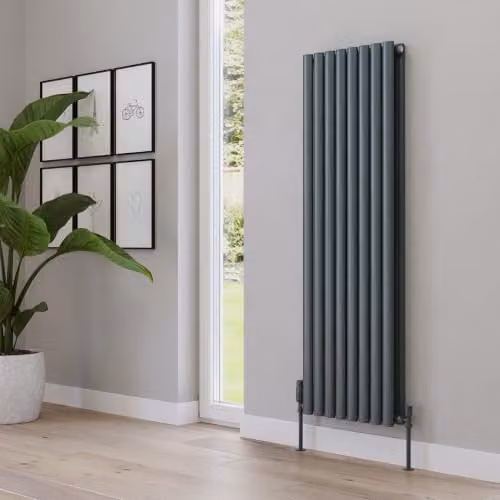 UK Radiators Omeara Anthracite Elliptical Tube Vertical Designer Radiator, W: 46.4 cm, H: 140 cm – 3
