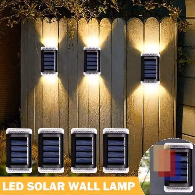 NESTLUNE 8-Pack Solar Powered Warm White Accent Lights in Black for Garden Fences and Walls