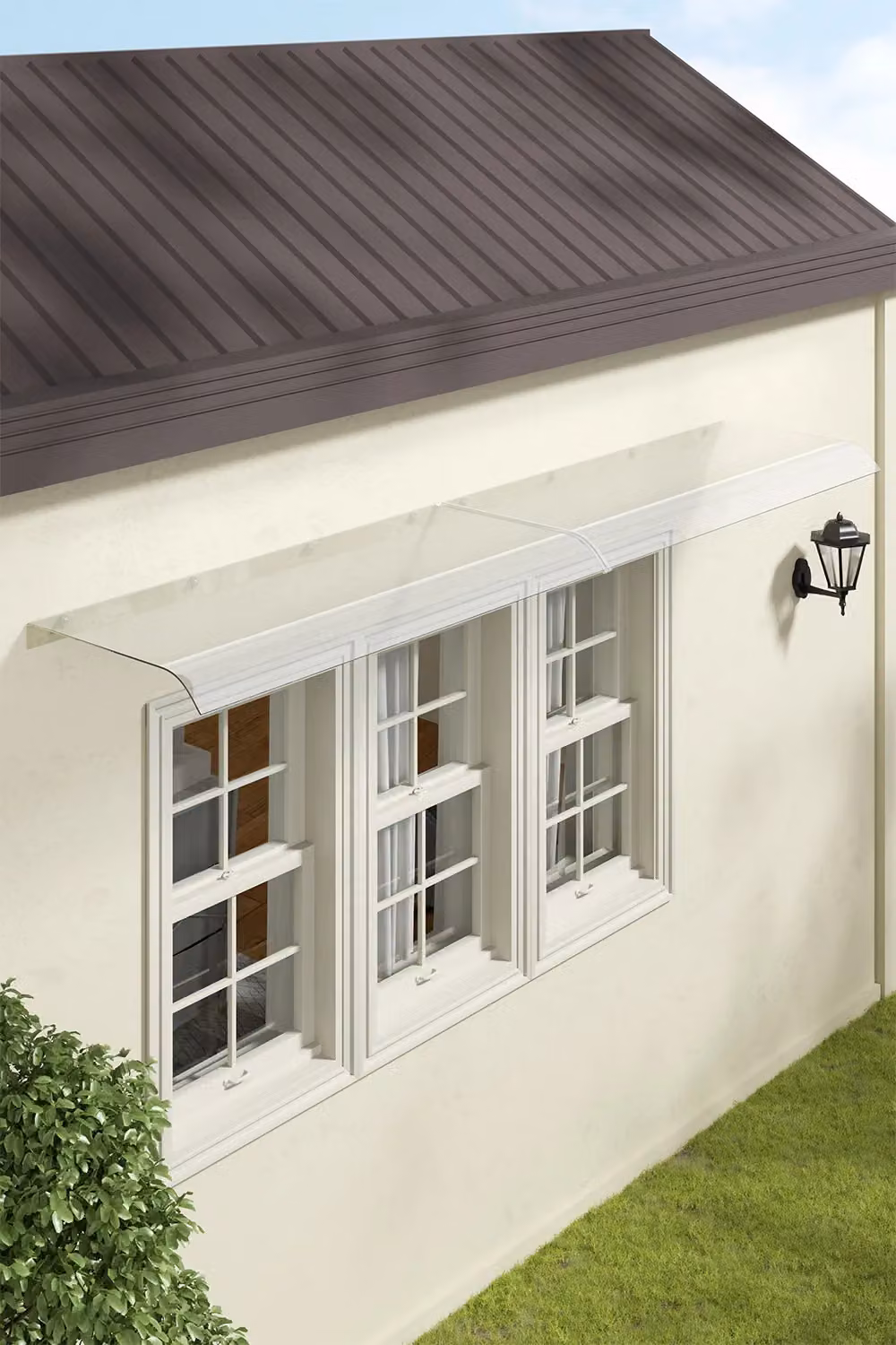 H&O Direct Transparent Arch Window and Door Canopy Awning in Clear, Size XL – 2