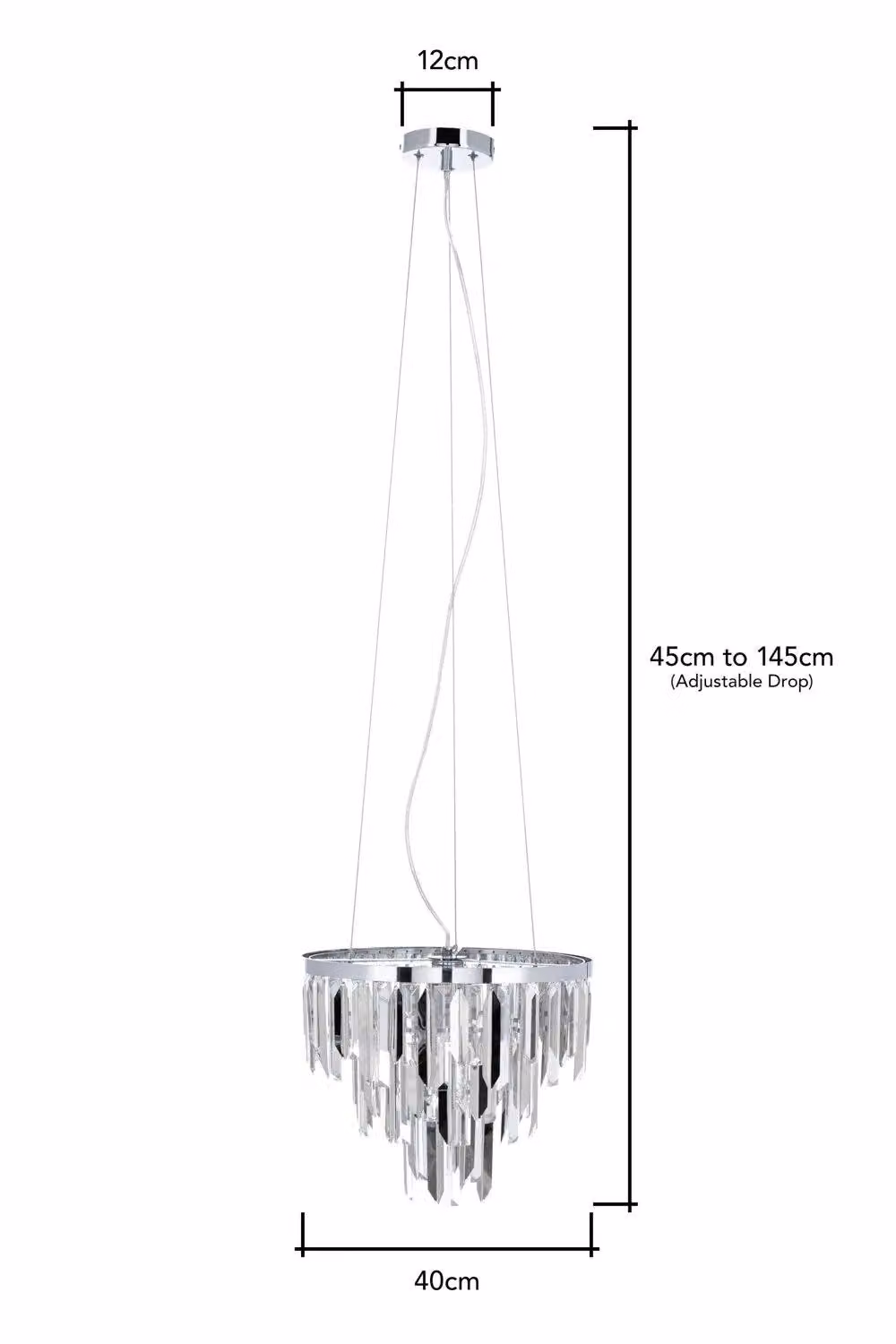 BHS Lighting Beekham Silver Chrome Crystal Pendant Ceiling Light – 3