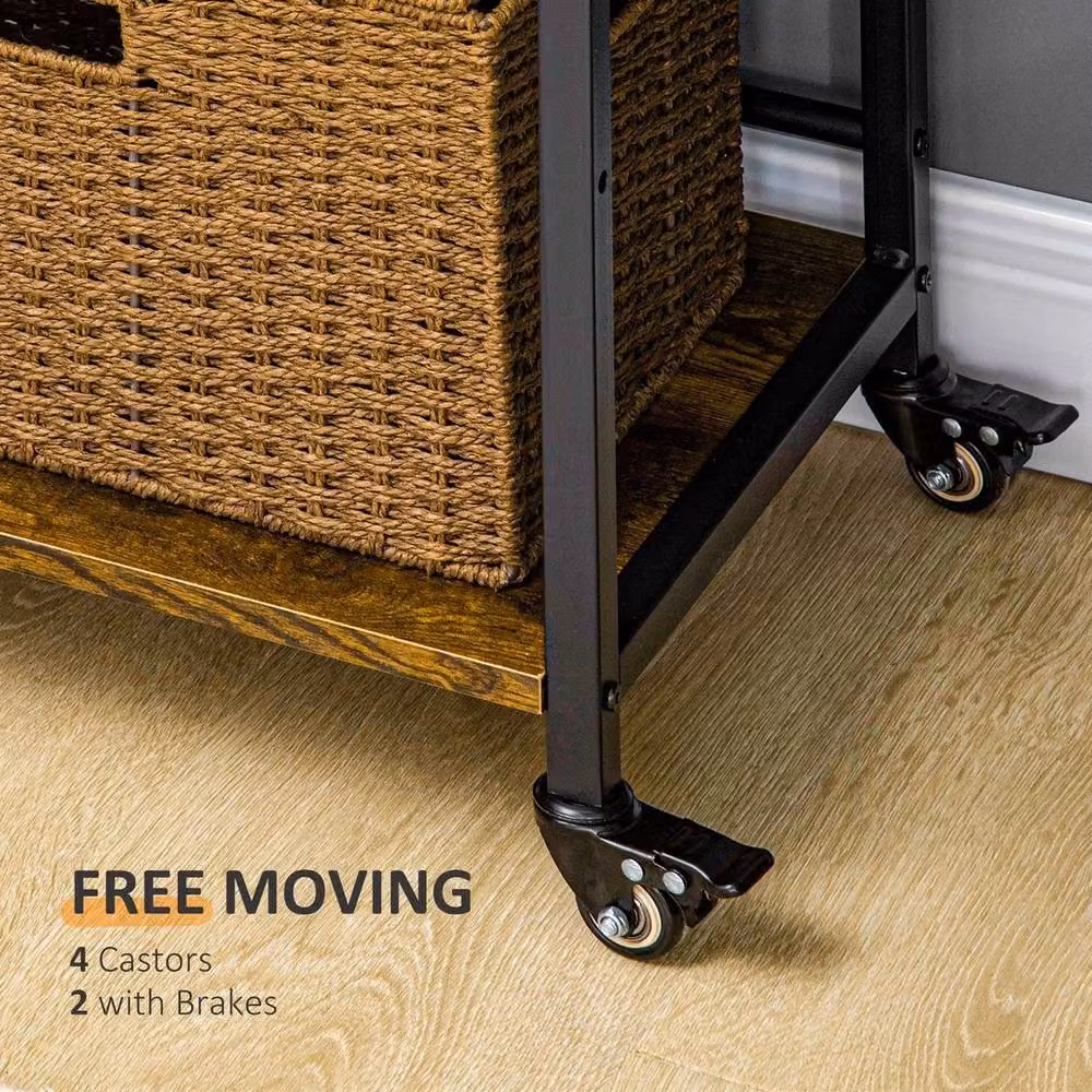 NESTLUNE 3-Tier Rolling Printer Stand and Utility Trolley in Black, W: 52 cm, D: 52 cm – 4