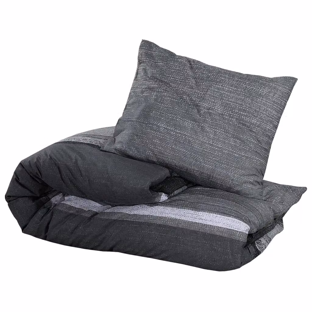 Berkfield Home Cotton Duvet Cover and Pillowcase Set in Grey, W: 240 cm, H: 220 cm – 3