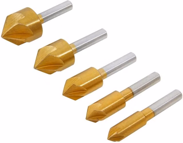 Bluespot Tools 5 Piece HSS Titanium Countersink Bit Set in Gold and Multicolour – 1