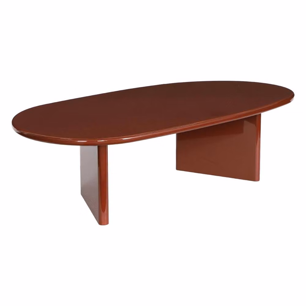 sweeek Oval Coffee Table with Glossy Finish in Red, W: 60 cm, D: 60 cm, H: 34.5 cm – 2