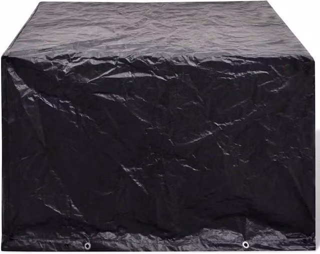 Berkfield Home Water-Repellent Black Poly Rattan Garden Furniture Cover for 4 Person Sets, W/D: 113 x 113 cm