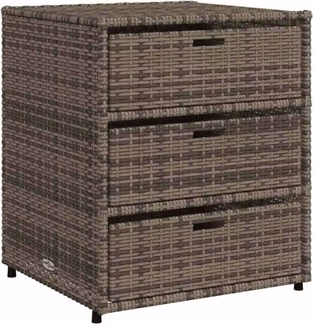Berkfield Home Garden Storage Cabinet in Grey Poly Rattan and Steel, W/D/H: 55 x 59 x 69 cm – 1