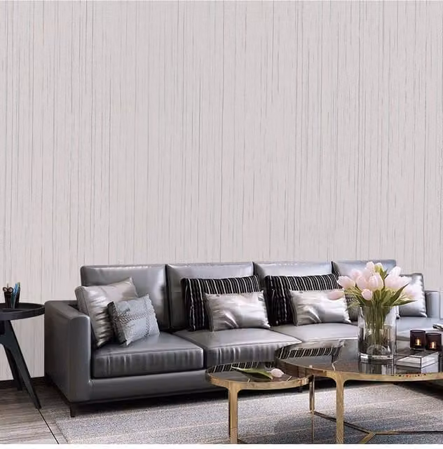 Living and Home Self-Adhesive Grey Striped Abstract Vinyl Wallpaper Roll – 1