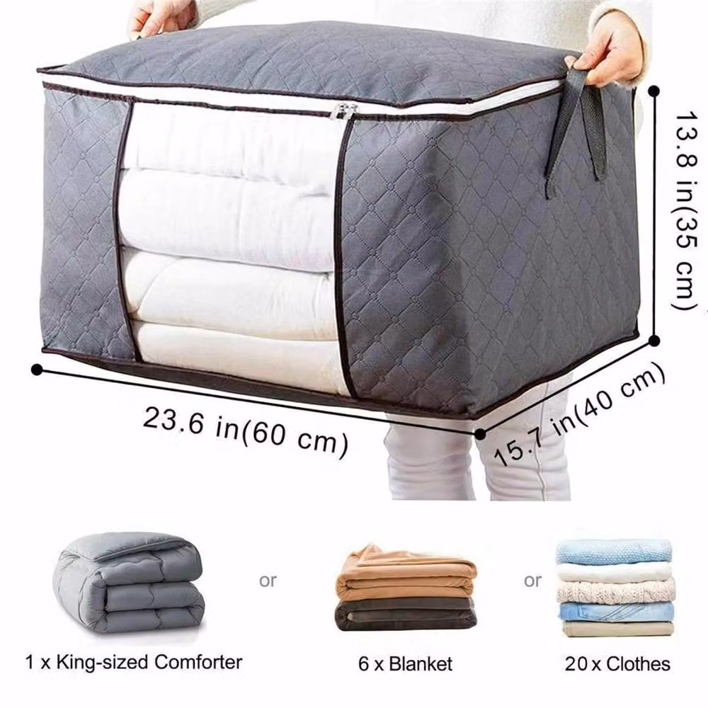 Nordara Grey Fabric Zipper Storage and Moving Box with Handles – 2