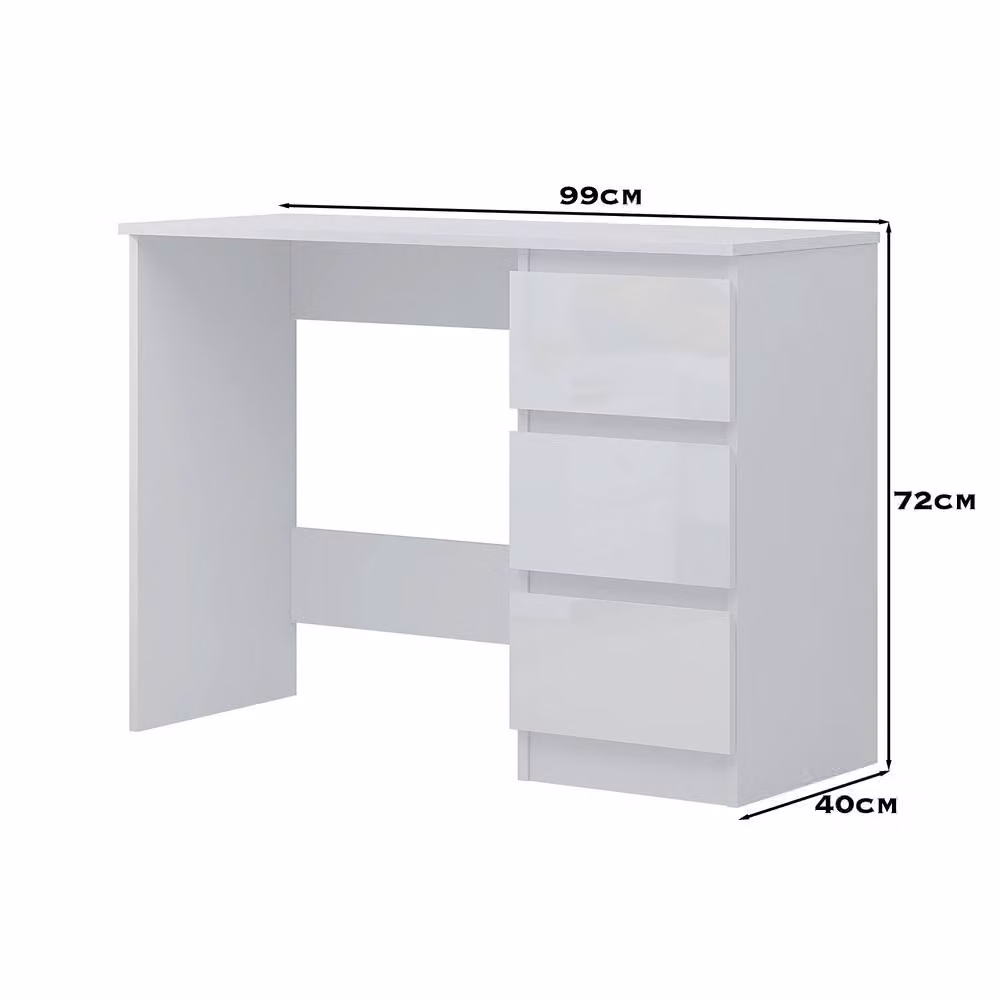 LUXURY LIFE Olivia Gloss Dressing Table with 3 Drawers in White – 2