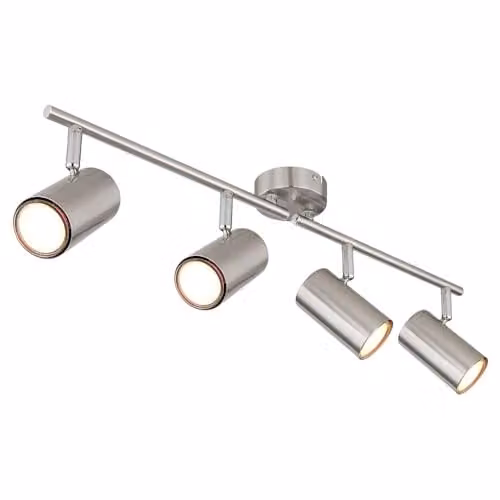 Globo Lighting Modern Silver 4-Bulb Adjustable Ceiling Spotlight with 4x GU10 Sockets, W/D/H: 60 x 8 x 14.5 cm – 1