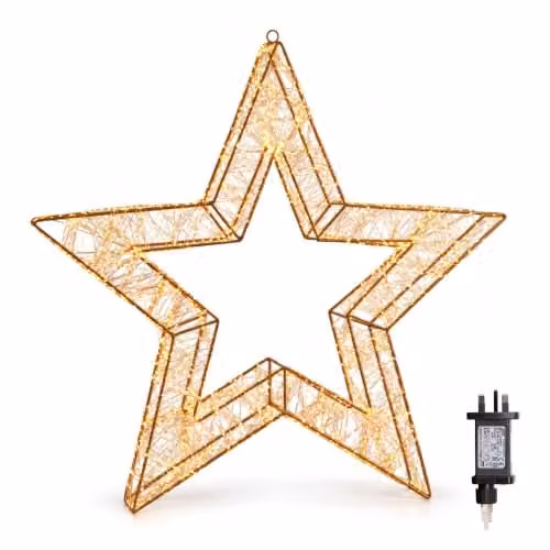 Samuel Alexander Gold Metal Christmas Star Light with 2400 Warm White LEDs and Timer, Height: 79 cm – 3