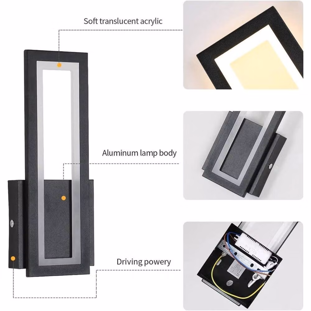 Nordara 16W Modern LED Up and Down Wall Light in Black with Warm White Light – 3