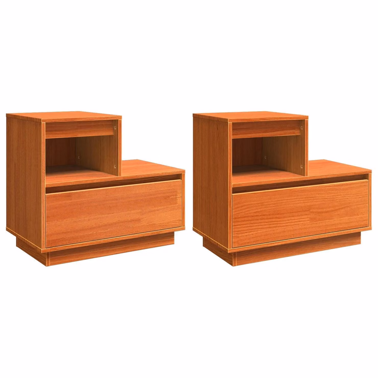 Berkfield Home Set of 2 Wax Brown Solid Pinewood Bedside Cabinets W/D/H: 60 x 34 x 51 cm – 2