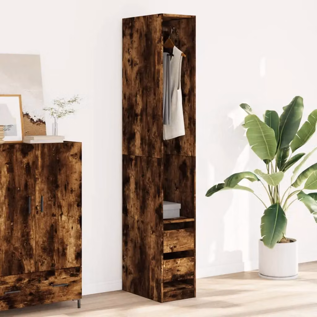 Berkfield Home Smoked Oak Wardrobe in Brown, W/D/H: 30 x 50 x 200 cm – 3