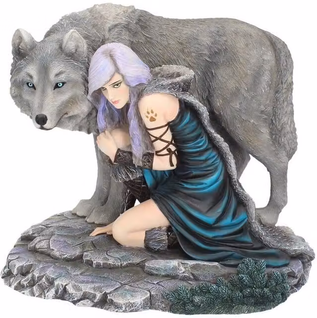 Nemesis Now Protector Wolf Figurine by Anne Stokes, Grey, Height: 25 cm