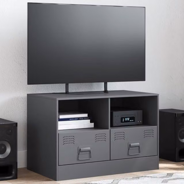 Berkfield Home Anthracite Metal TV Cabinet W/D/H: 67 x 39 x 44 cm – 1