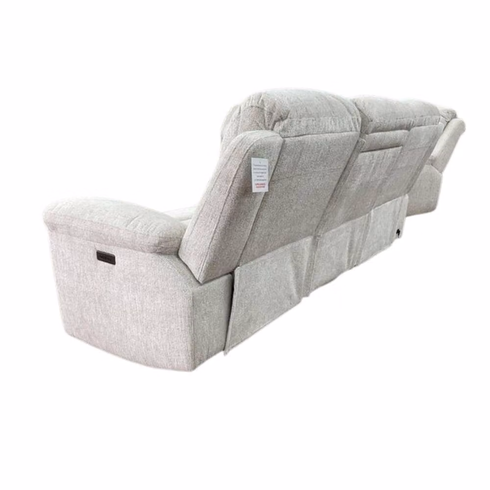 Stratus Interiors Owen Electric Recliner Sofa in Beige Fabric with USB Charging and Cup Holders – 2