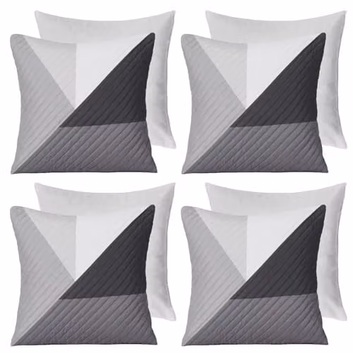 OHS Set of 4 Grey Pinsonic Geometric Cushions with Removable Covers, W/D/H: 45 x 45 x 45 cm – 4
