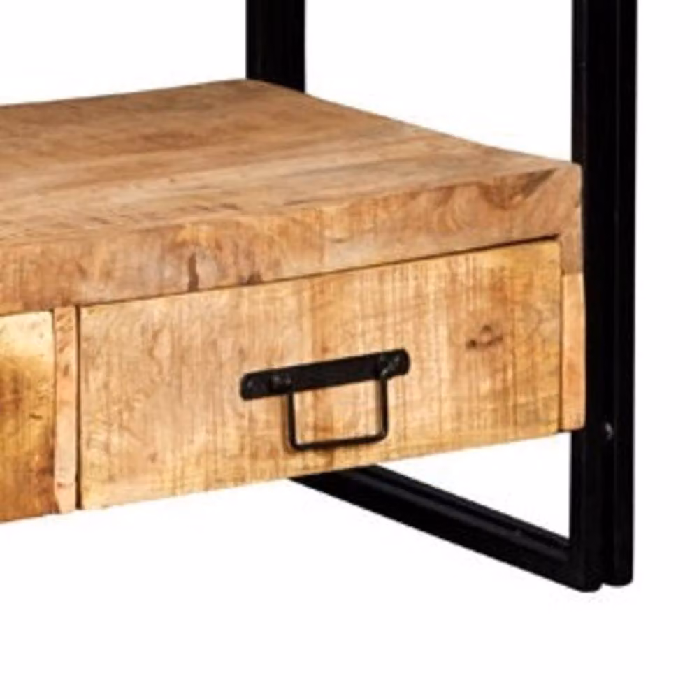Wyld Haus Toivakka Industrial Reclaimed Wood and Metal TV Unit with 3 Drawers, Brown – 3