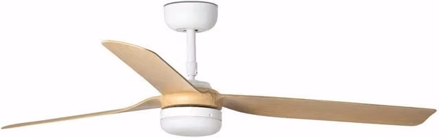Faro Punt White Wood 3 Blade Ceiling Fan with LED Light and Remote Control