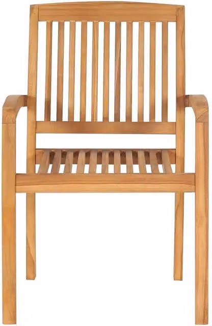 Berkfield Home Set of 4 Stacking Garden Chairs in Brown Lacquered Solid Teak Wood