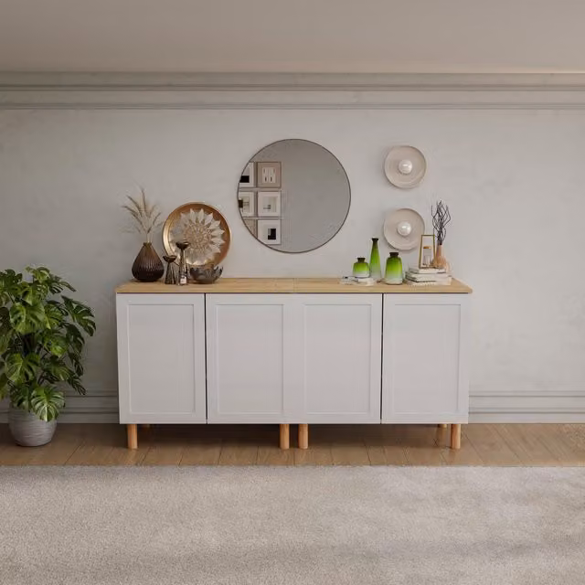 Decorotika Boli Modern Sideboard in White and Oak