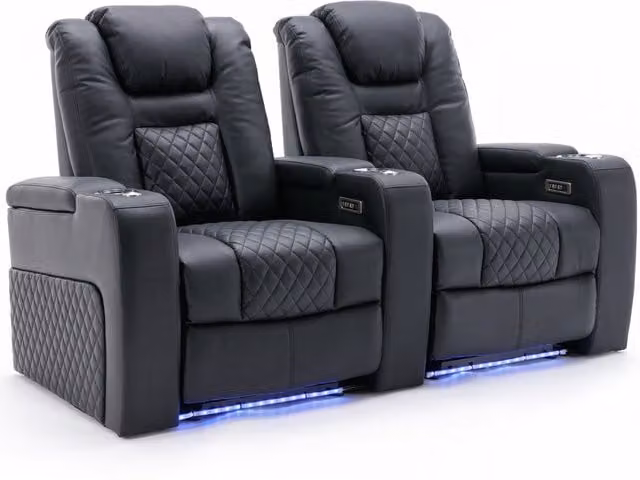 More4Homes Broadway Electric Recliner Cinema Chair in Black Synthetic Leather