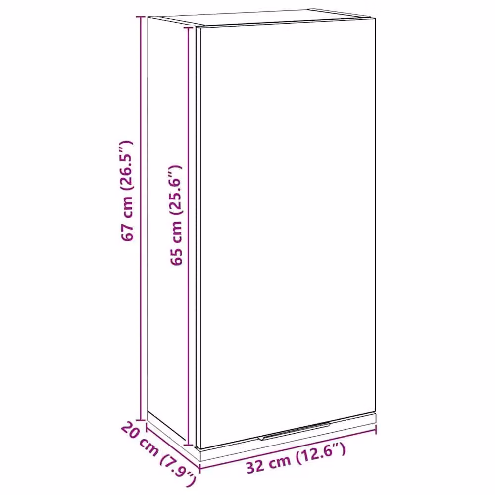 Berkfield Home Artisan Oak Wall-mounted Bathroom Cabinet, Brown, W/D/H: 32 x 20 x 67 cm – 5