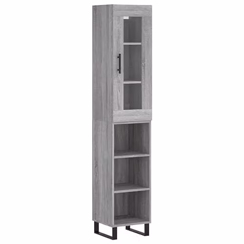 vidaXL Modern Grey Sonoma Highboard in Engineered Wood, W/D/H: 34.5 x 34 x 180 cm – 1