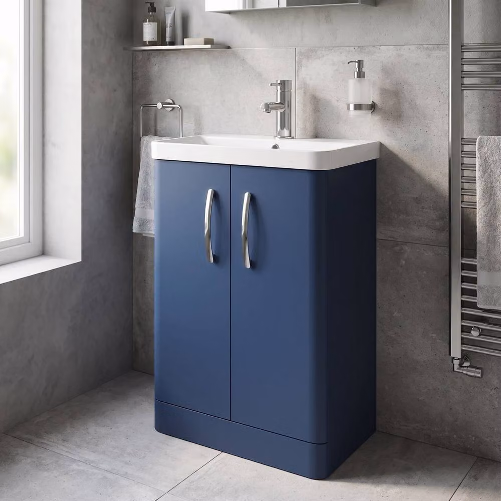 Balterley Handsacre Contemporary 2 Door Freestanding Vanity Basin Unit, Satin Blue, Width: 60 cm – 3