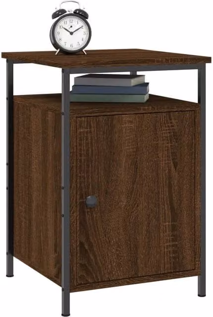 Berkfield Home Durable Bedside Cabinet in Brown Oak, W/D/H: 40 x 42 x 60 cm – 1