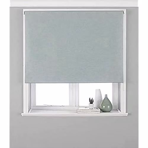 Riva Home Eclipse Blackout Roller Blind in Duck Egg Blue, Thermal Insulating Polyester, Width: 91 cm, Drop: 162 cm