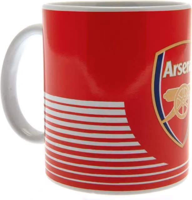 Arsenal FC Lines Ceramic Mug, Red and White, 325 ml – 1