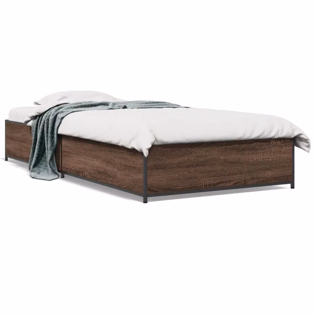 Berkfield Home Bed Frame in Brown Oak, W/D/H: 100 x 200 cm – 2