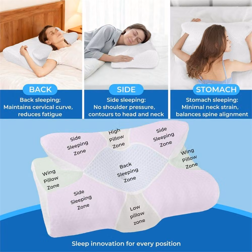 Kelvenix CoolSoft Height Adjustable Memory Foam Cervical Wedge Pillow in White – 2