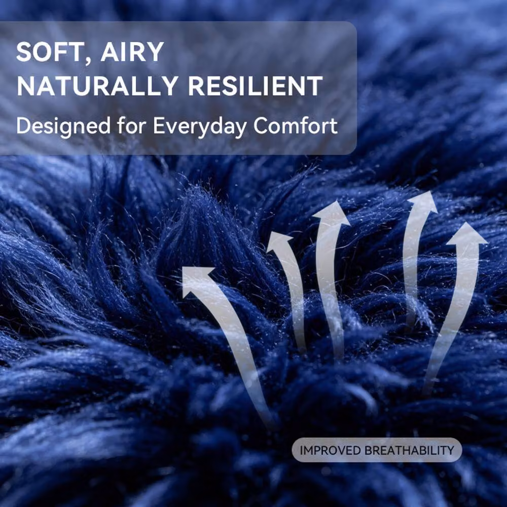 MCC Direct Faux Fur Rectangle Shaggy Area Rug in Blue, W/D: 160 x 230 cm – 3